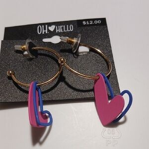 OH HELLO pink/Blue Pierced Earrings NWT